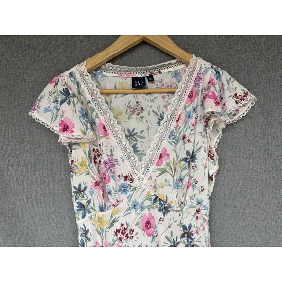 Gap Long Floral Dress Size Small Petite Coquette Feminine Romantic Lace Pink - Picture 2 of 9